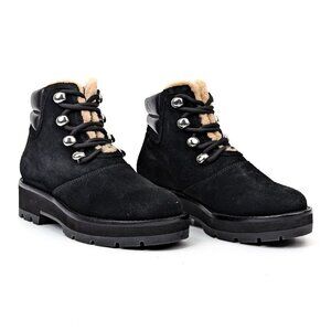 3.1 Phillip Lim Women Dylan Black Suede Shearling Lace-Up Winter Boots 7-7.5 US